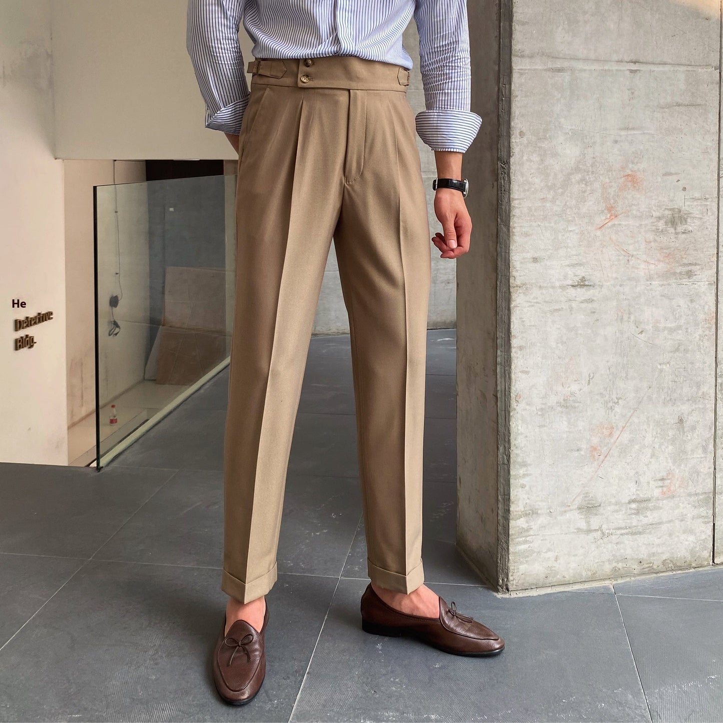 Pantaloni Uomo Completo Loose Fit Gamba Dritta Colore Unico