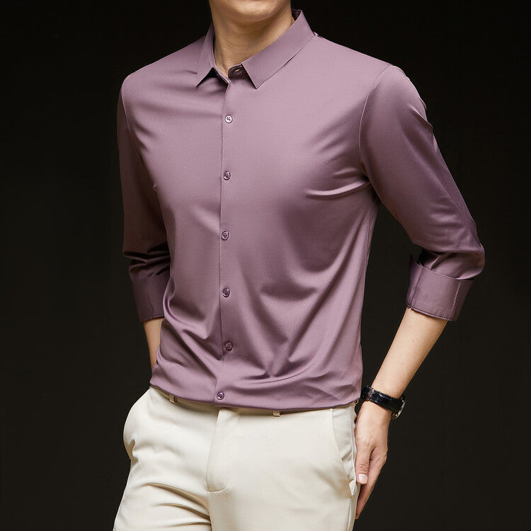 Camicia da Uomo Slim Fit a Maniche Lunghe con Bottoni Ideale per l'Autunno