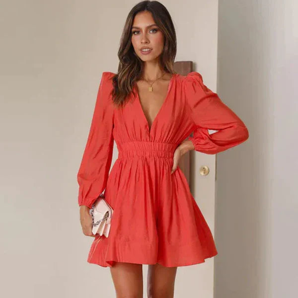 Abito Mini Elegante a Maniche Lunghe con Vestibilità Valorizzante