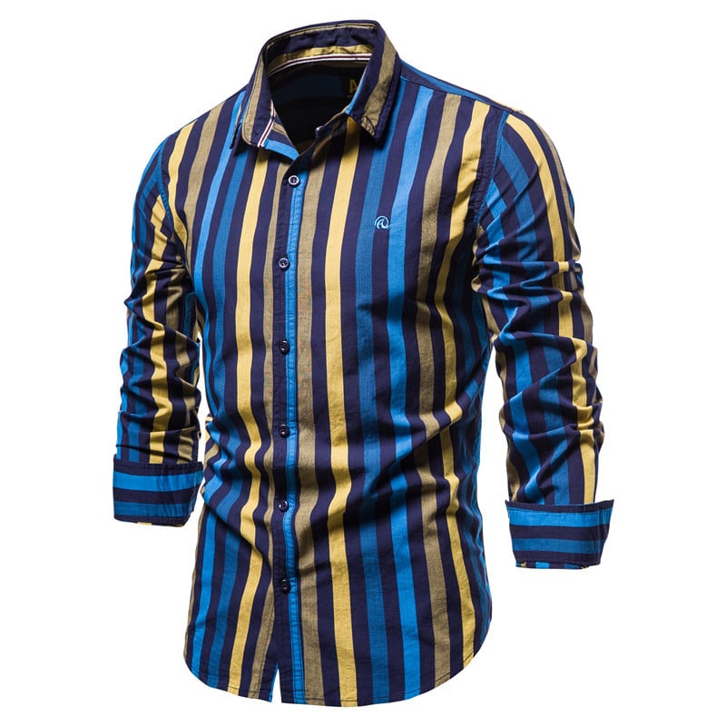 Men's Long Sleeve Shirt for Professional Use with Striped Pattern