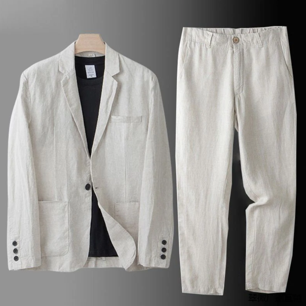 Completo Estivo da Uomo Due Pezzi con Camicia e Pantaloni a Taglio Affusolato