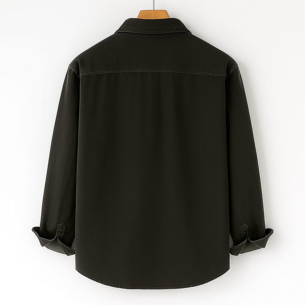 Camicia da Uomo in Velluto a Coste a Manica Lunga con Taschino