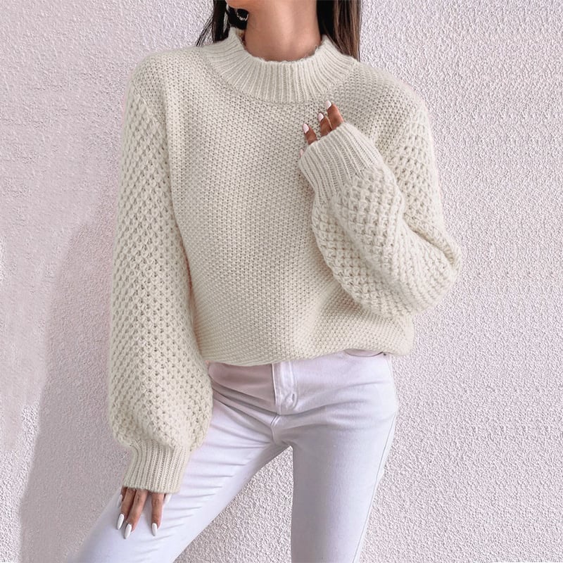 Women's Autumn Sweater with Geometric Pattern and Long Sleeves