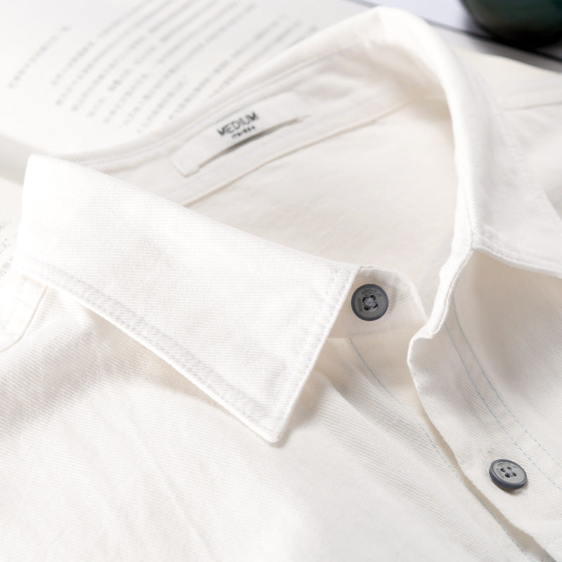 Camicia Cardigan con Cuciture a Maniche Lunghe in Cotone Ideale per la Primavera e l'Autunno