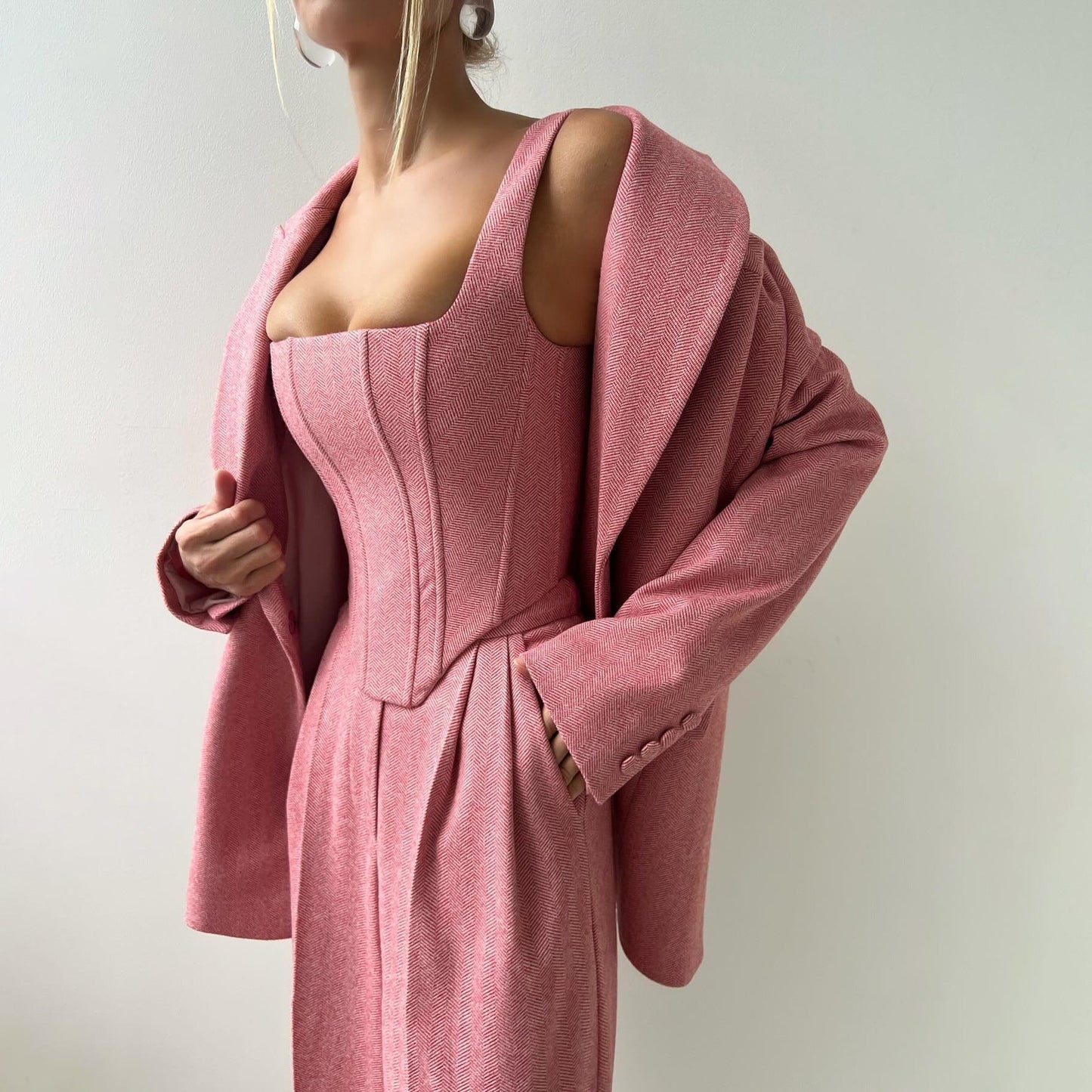 Completo Tre Pezzi Elegante Herringbone