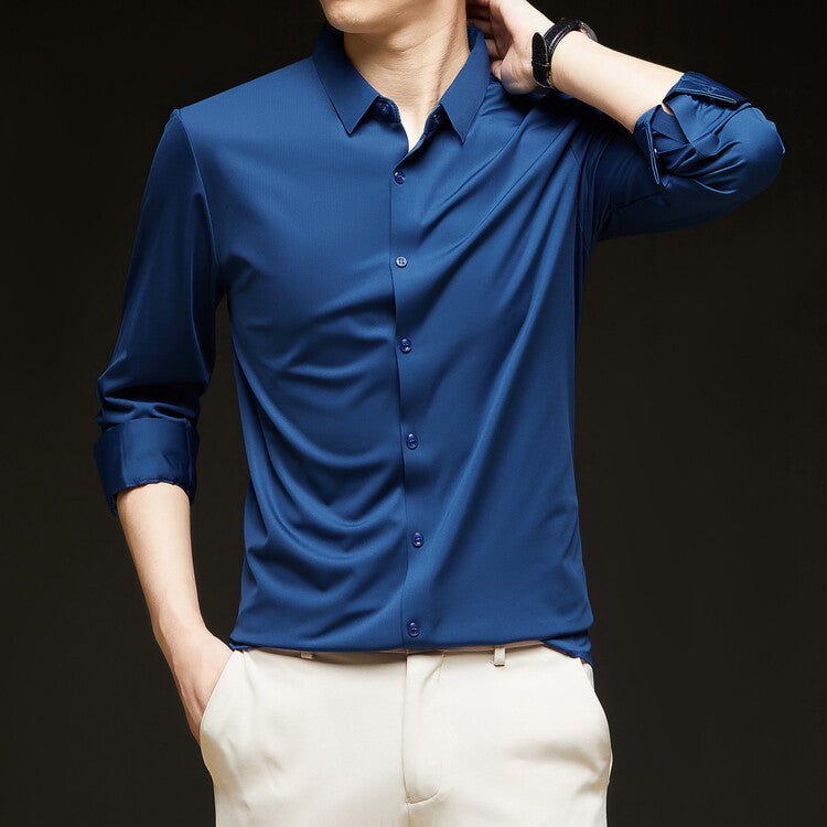 Camicia da Uomo Slim Fit a Maniche Lunghe con Bottoni Ideale per l'Autunno