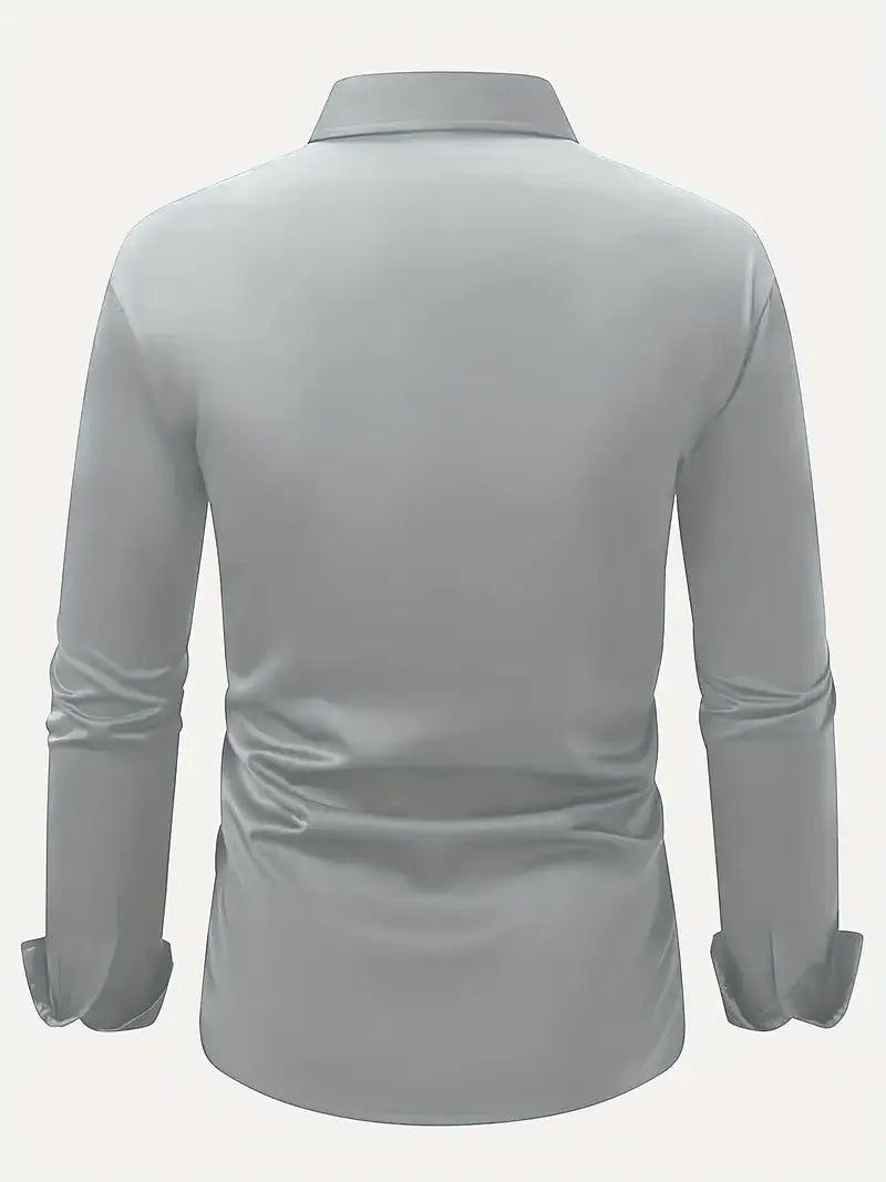 Camicia da Uomo a Manica Lunga Slim Fit in Tessuto Traspirante