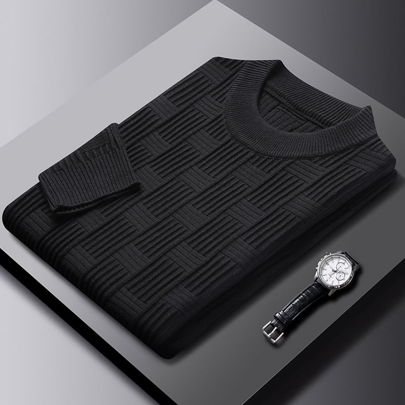 Jersey de Hombre tipo Pulóver con Cuello Redondo y Motivo Escocés Jacquard