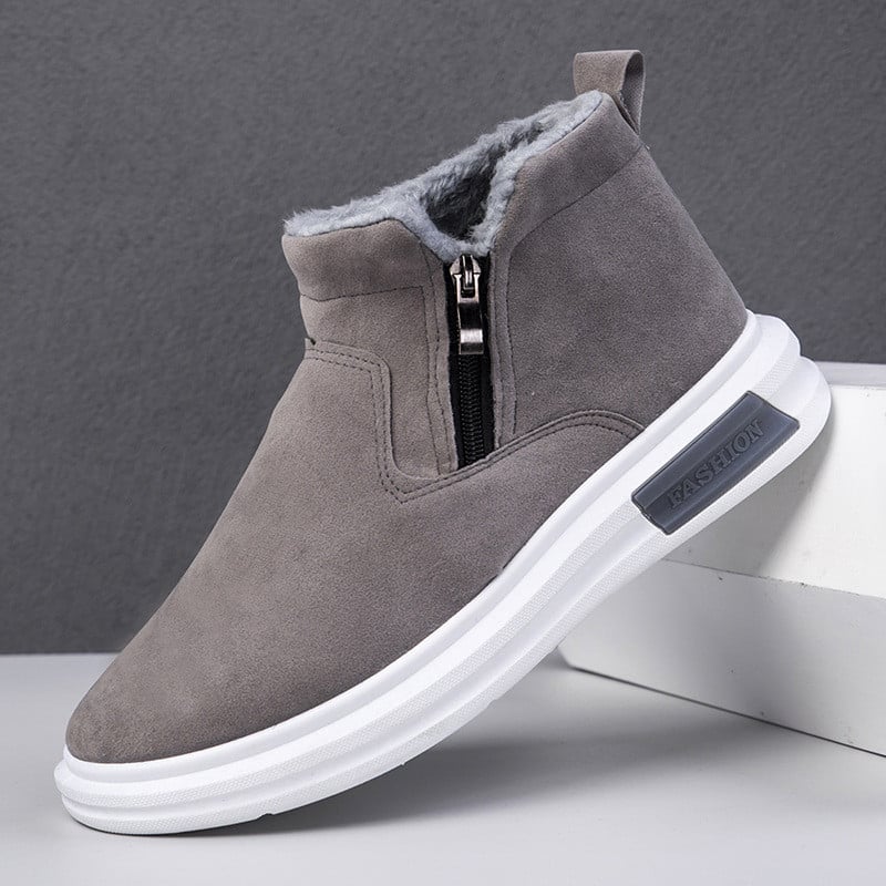 Botines de invierno para hombre hasta el tobillo con cremallera lateral y suela plana de goma