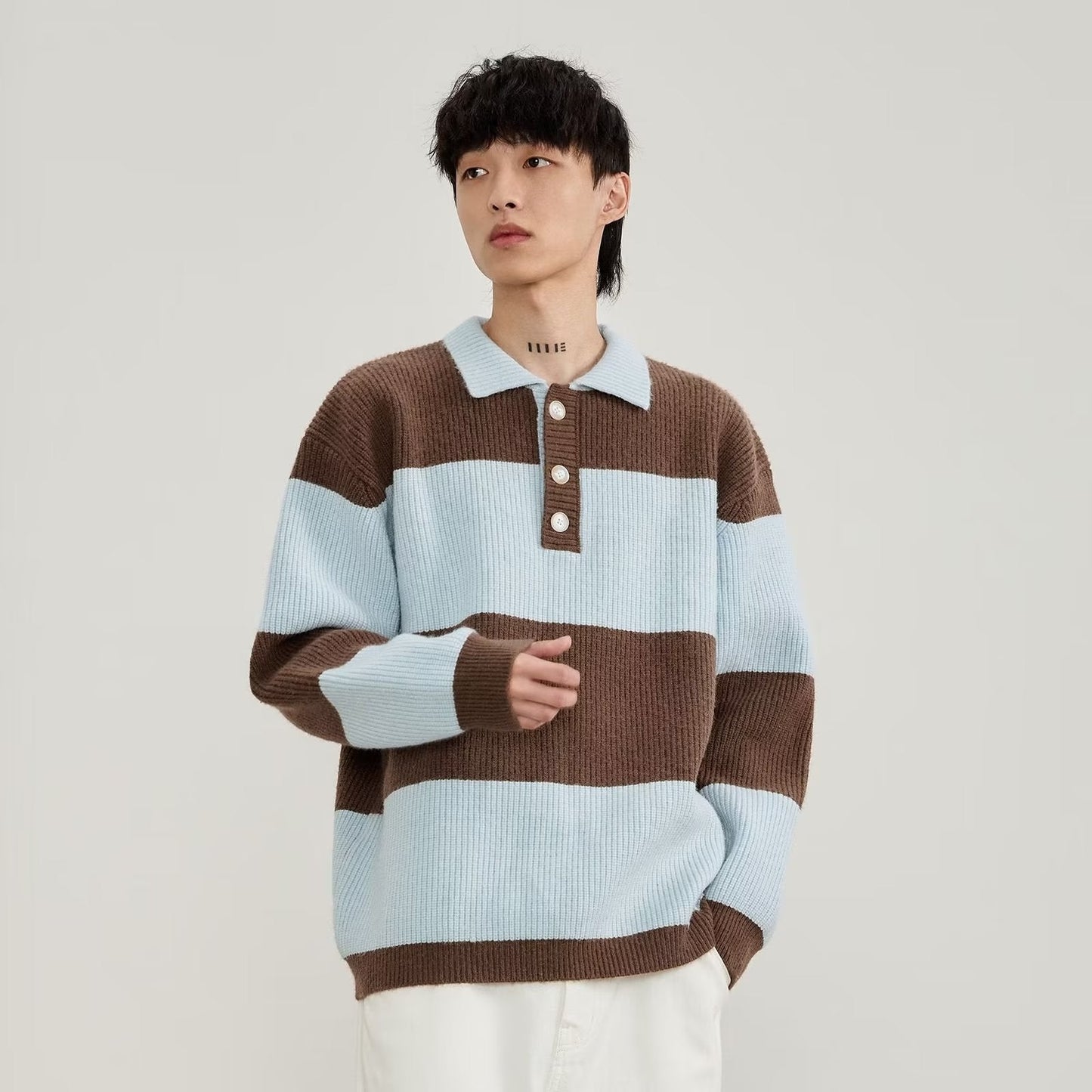 Maglione da Uomo a Righe Girocollo Maniche Lunghe