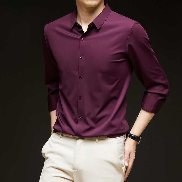 Camicia da Uomo Slim Fit a Maniche Lunghe con Bottoni Ideale per l'Autunno