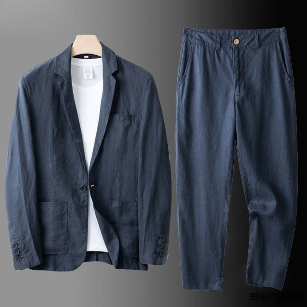 Completo Estivo da Uomo Due Pezzi con Camicia e Pantaloni a Taglio Affusolato