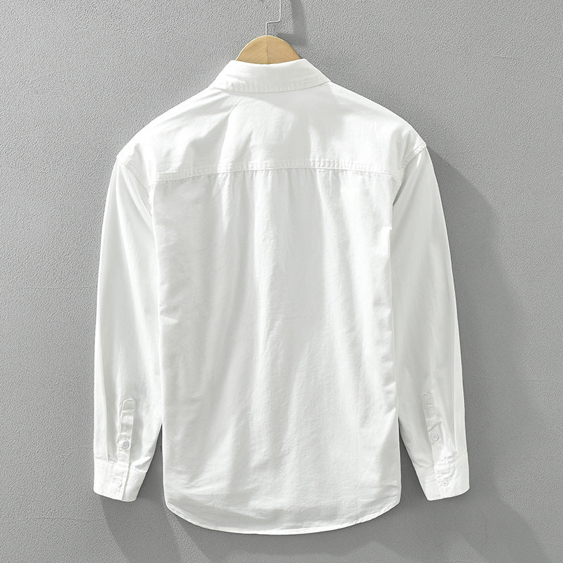 Herre Cargo Skjorte med Lange Ærmer, Løs Pasform og Patchwork Design