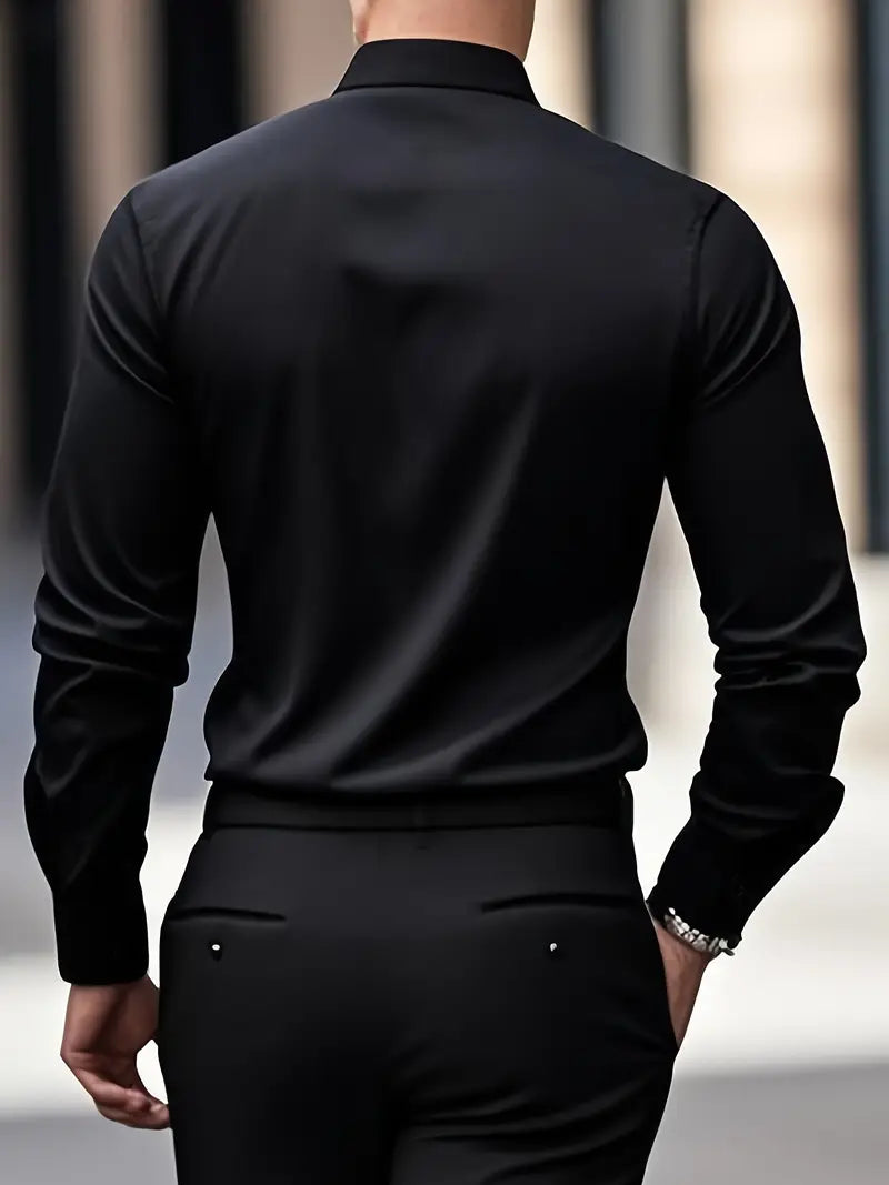 Camicia da Uomo a Manica Lunga Slim Fit in Tessuto Traspirante
