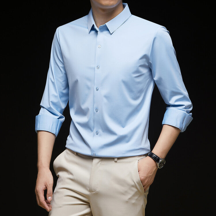 Camicia da Uomo Slim Fit a Maniche Lunghe con Bottoni Ideale per l'Autunno