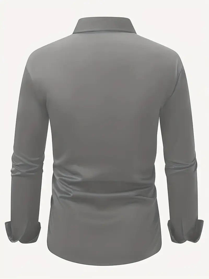 Camicia da Uomo a Manica Lunga Slim Fit in Tessuto Traspirante