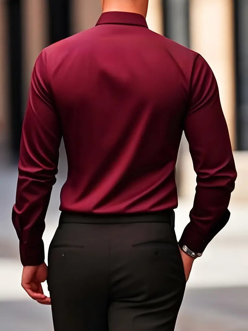 Camicia da Uomo a Manica Lunga Slim Fit in Tessuto Traspirante