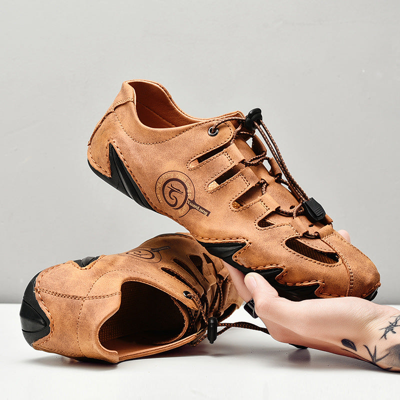 Sandali Estivi in Pelle PU con Design Traforato e Fascia Elastica | Ideali per l'Estate