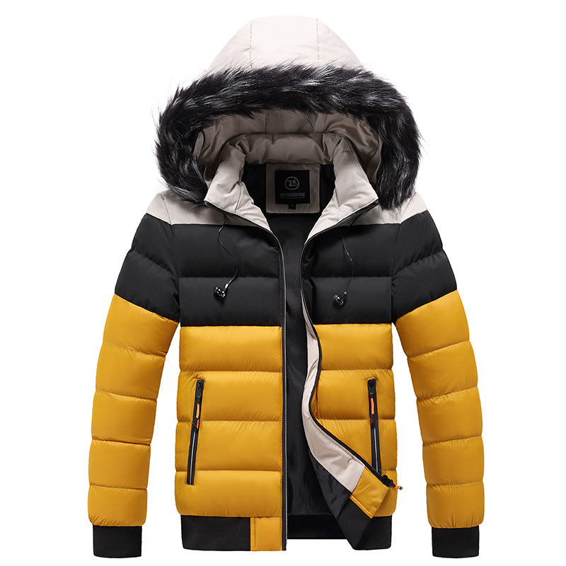 Chaqueta de invierno para hombre tipo puffer con capucha y cierre con cremallera