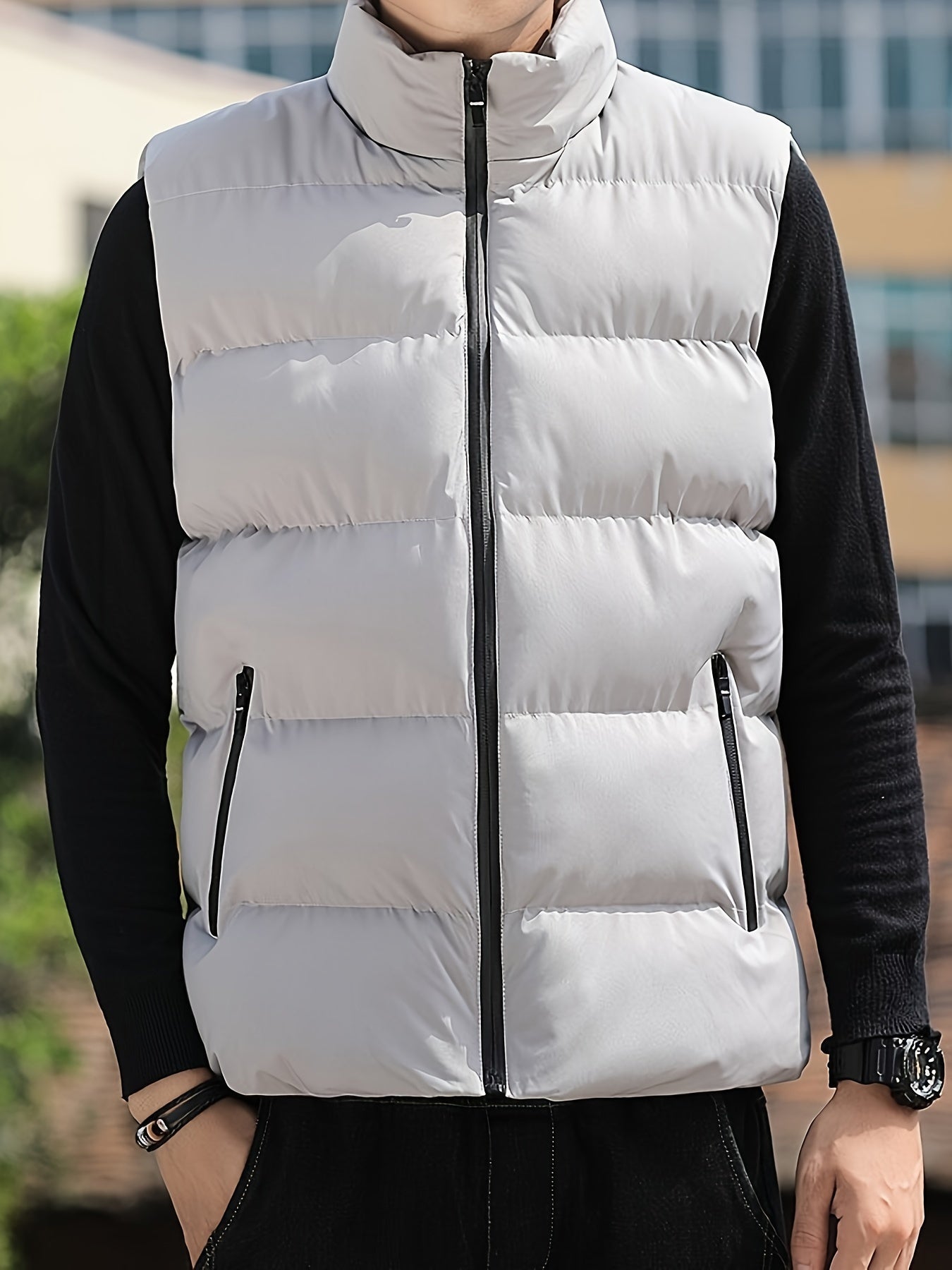 Gilet Invernale da Uomo con Collo Alto e Senza Maniche