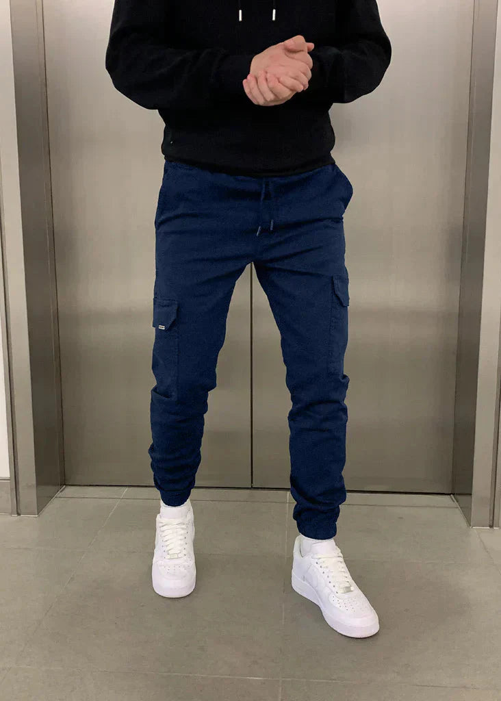 Pantaloni Jogger Cargo da Uomo con Vita Elasticizzata e Tasche Laterali