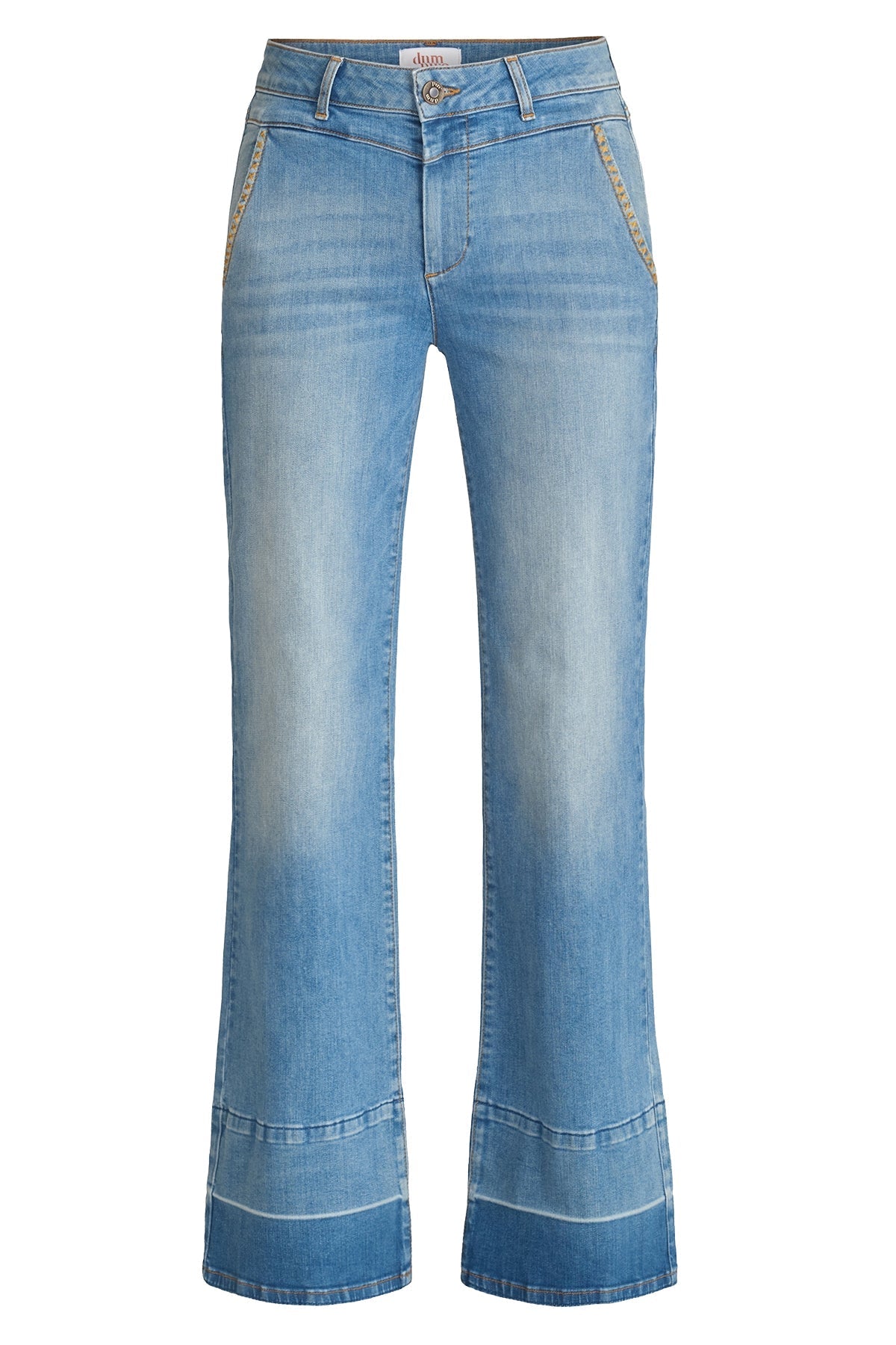 Jeans a Gamba Larga da Donna con Cucitura Frontale a V