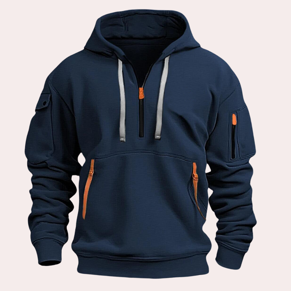 Felpa da Uomo con Cappuccio e Tasche Multiple