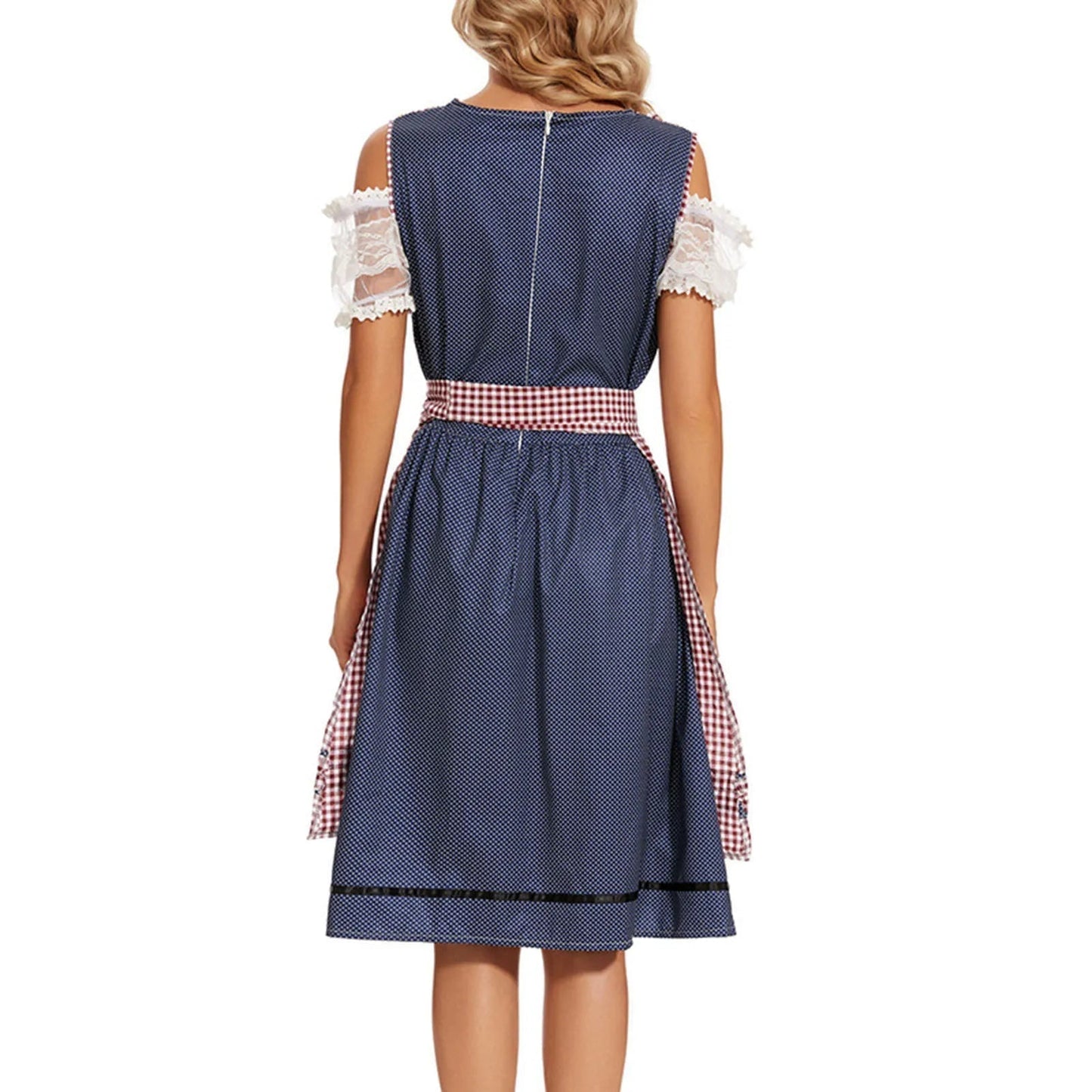 Dirndl da Donna con Motivo a Quadri e Grembiule Coordinato