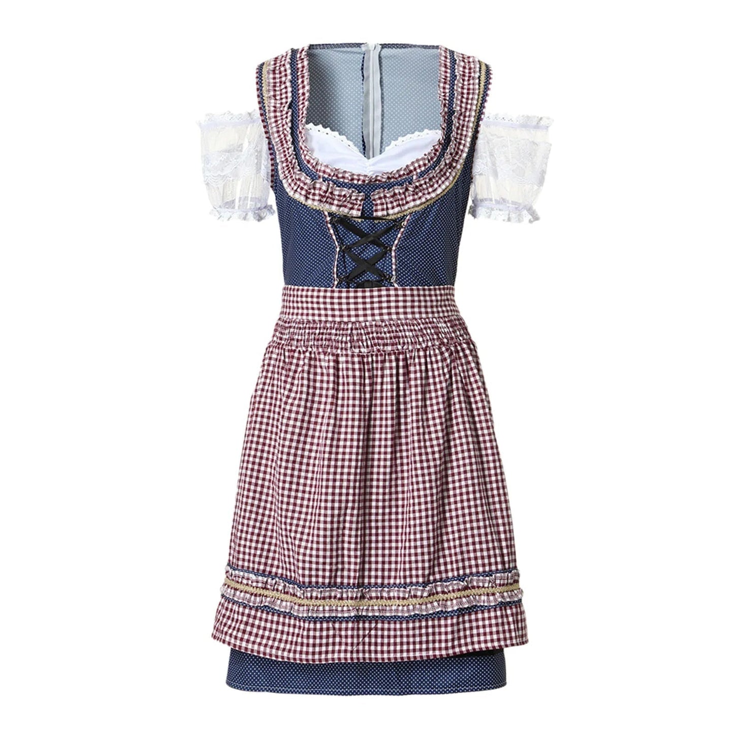 Dirndl da Donna con Motivo a Quadri e Grembiule Coordinato