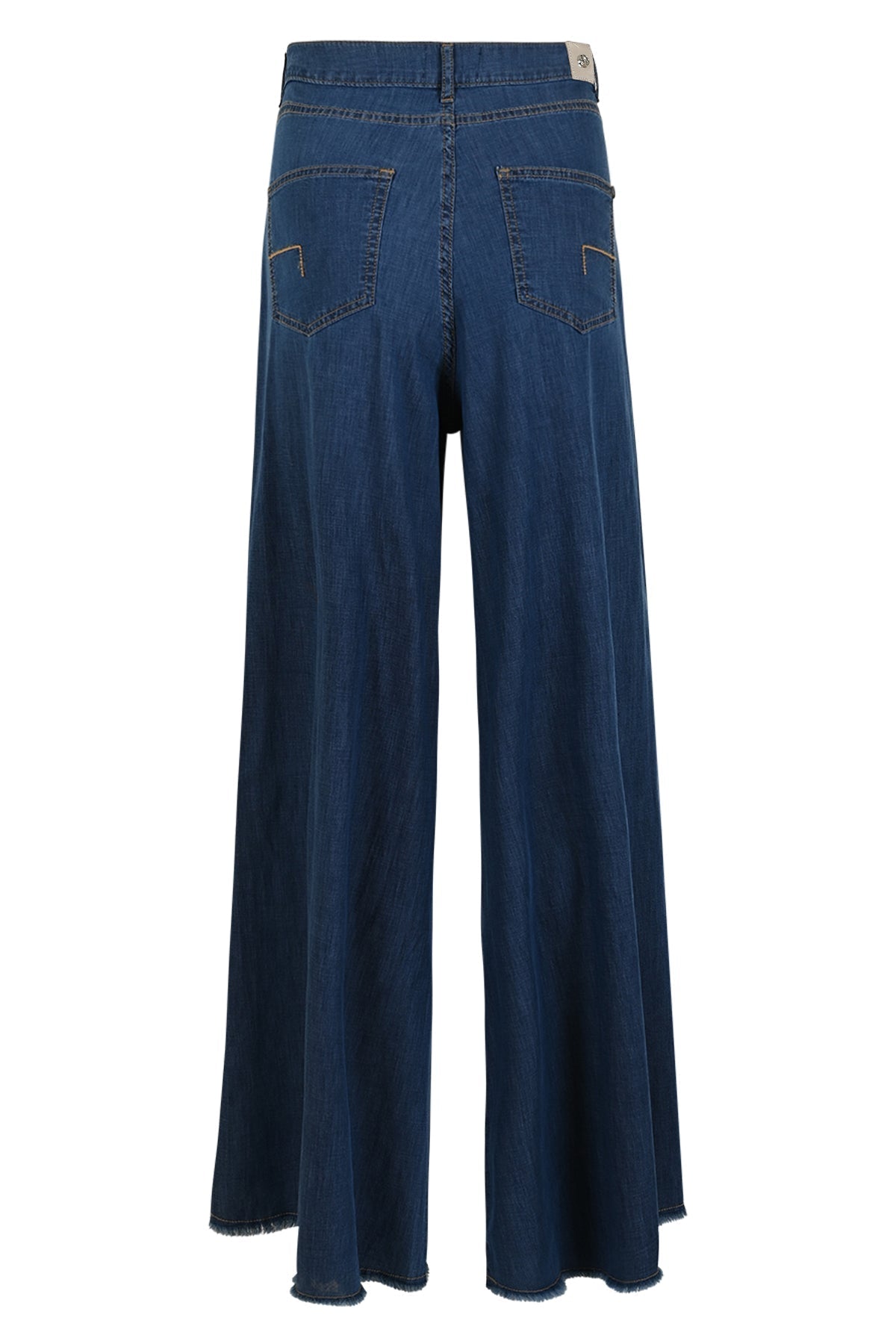 Jeans da Donna a 5 Tasche con Gamba Larga e Orlo Frangiato