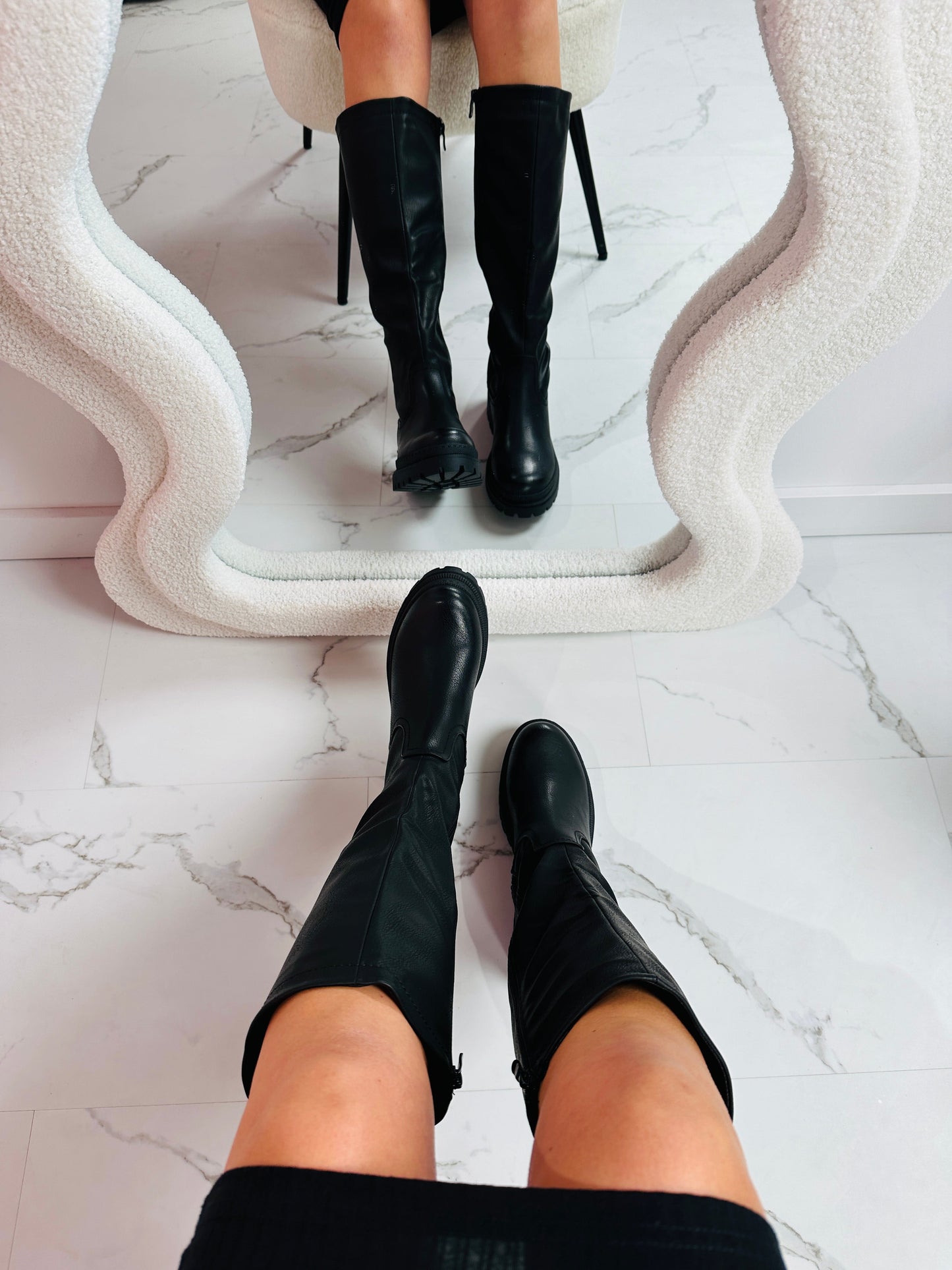 Stivali Donna Alti Zip Laterale Suola Platform