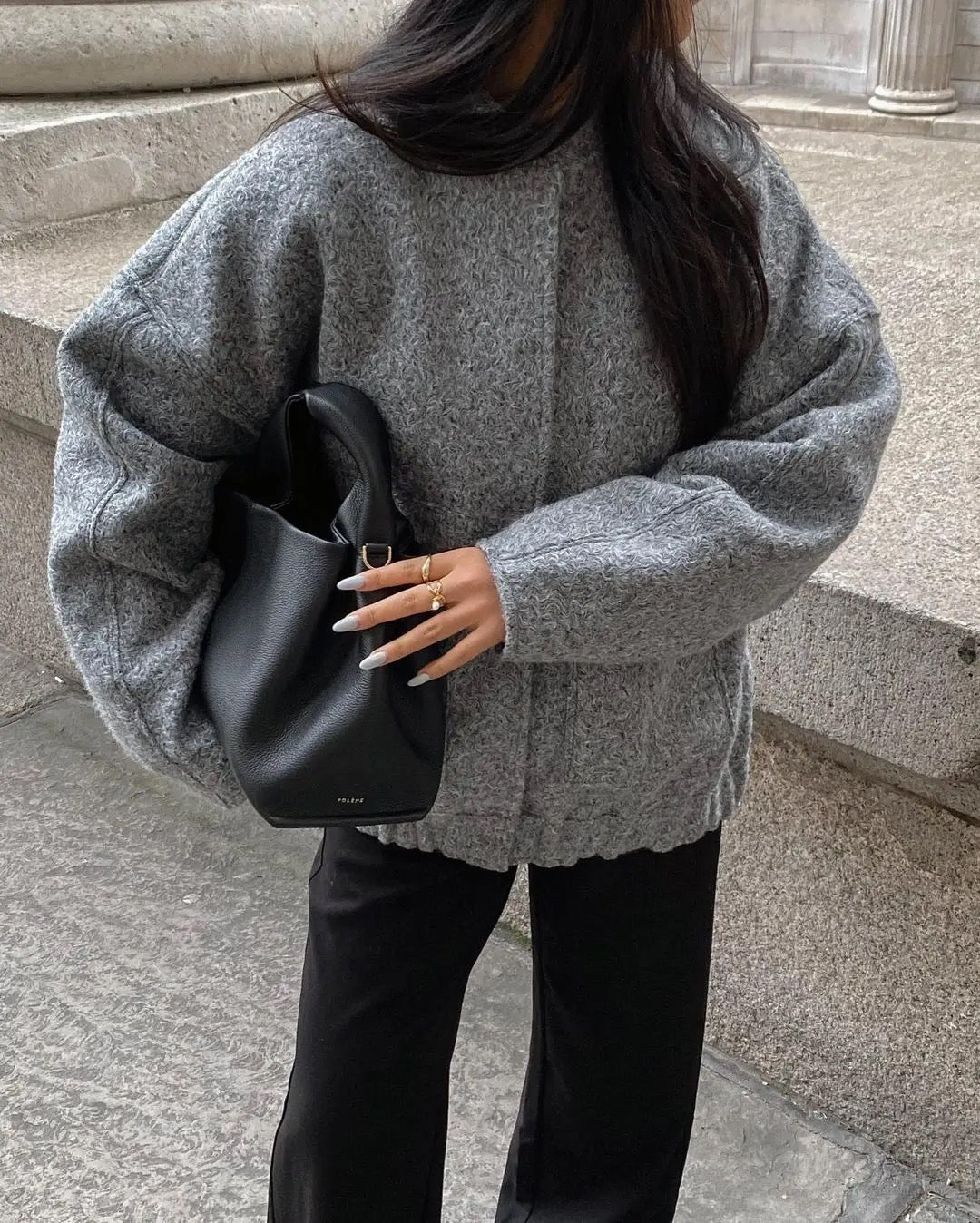 Bomber Primaverile da Donna Oversize con Design in Tweed