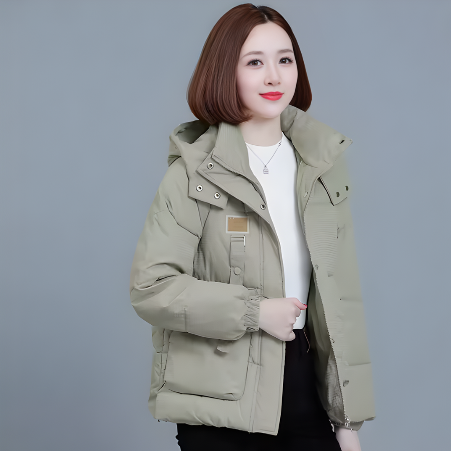 Chaqueta de Invierno Acolchada para Mujer con Capucha y Bolsillos