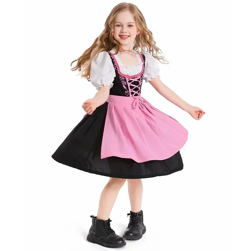 Dirndl da Bambina con Grembiule e Design Tradizionale