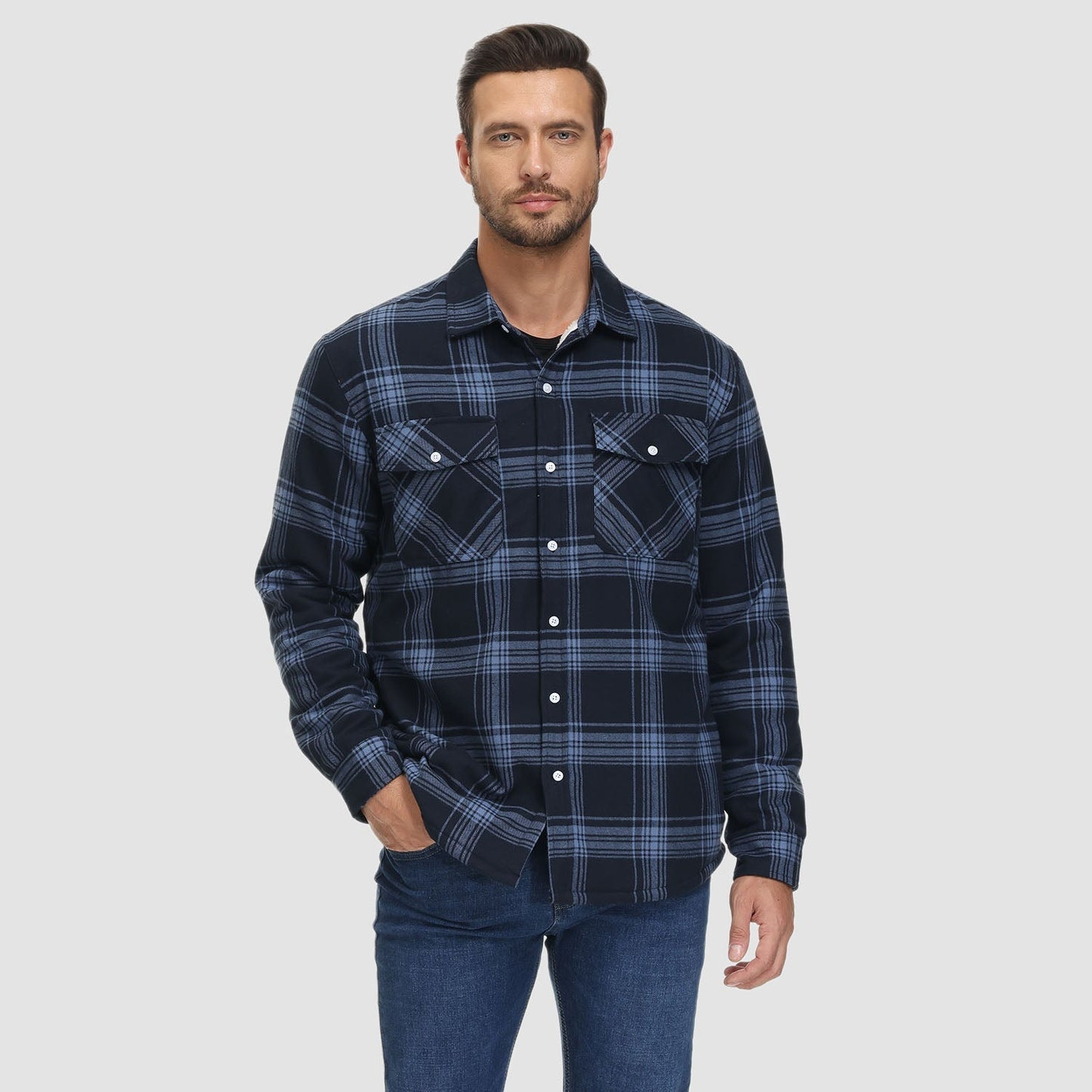 Giacca Camicia Casual da Uomo con Tasche