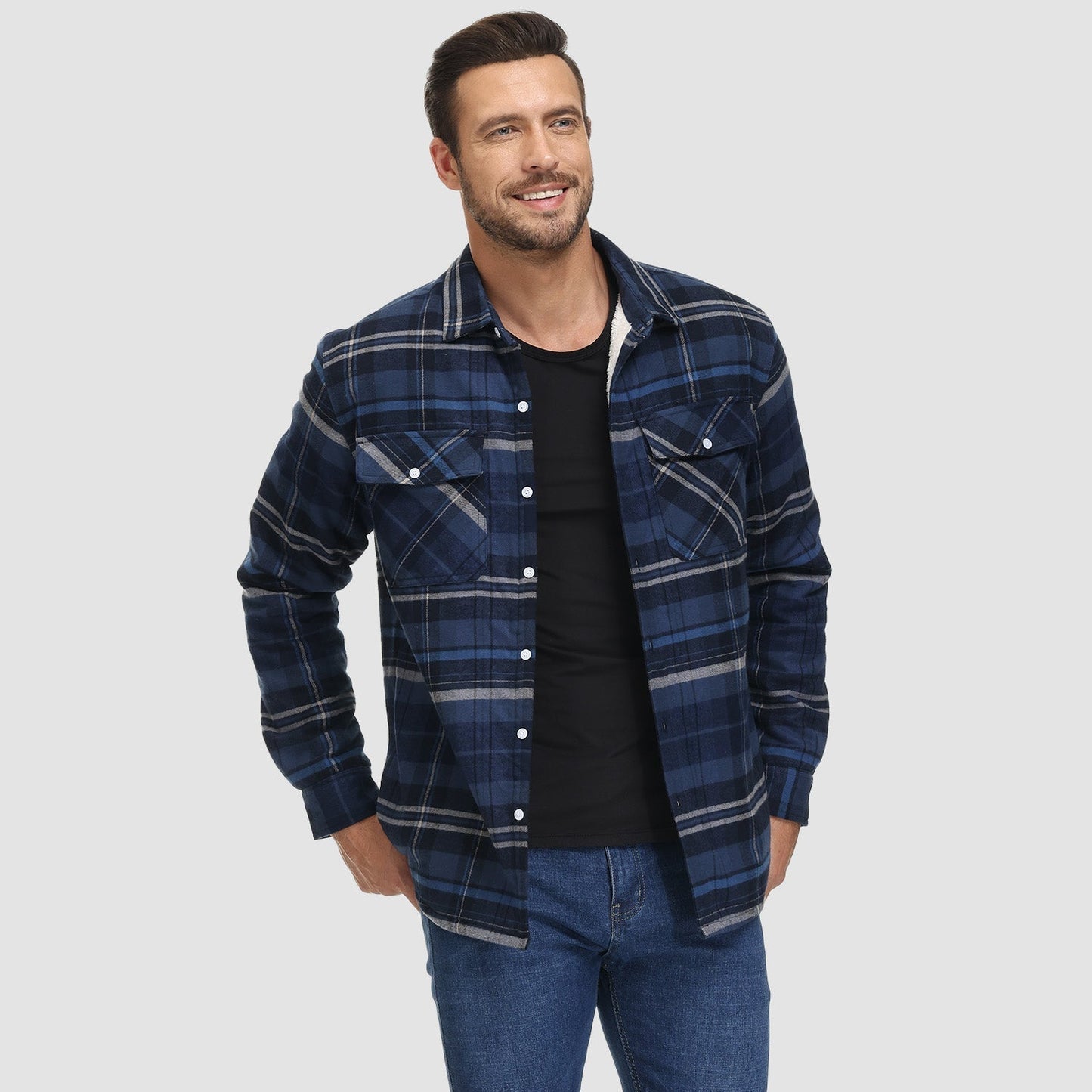 Giacca Camicia Casual da Uomo con Tasche
