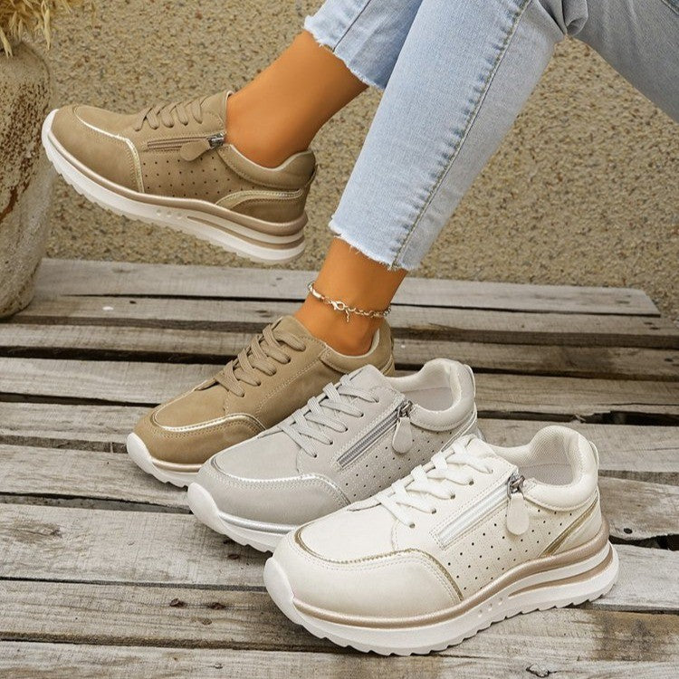 Women's Sneakers with Arch Support and Side Zipper