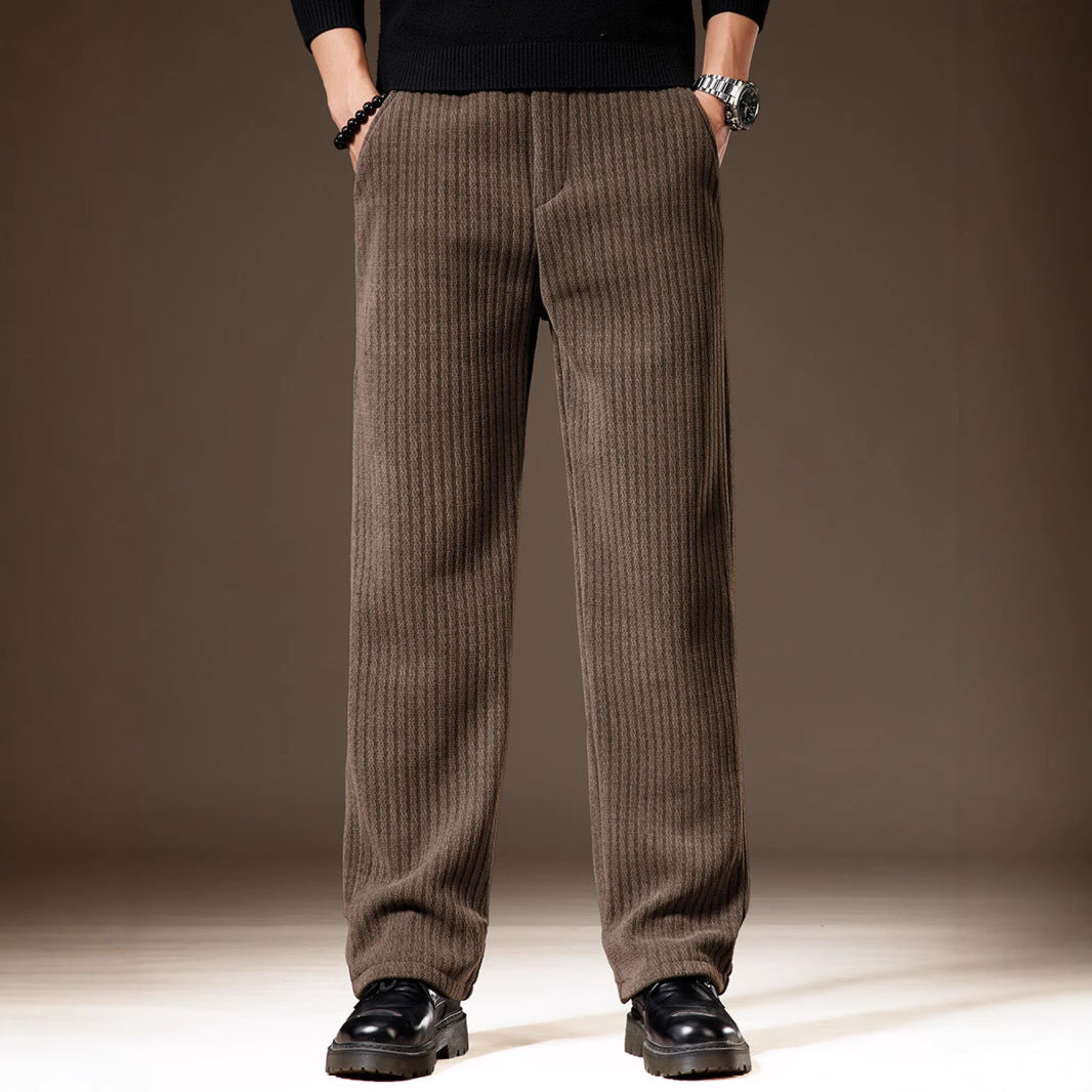 Pantaloni da Uomo in Velluto a Coste con Taglio Dritto e Multiple Tasche