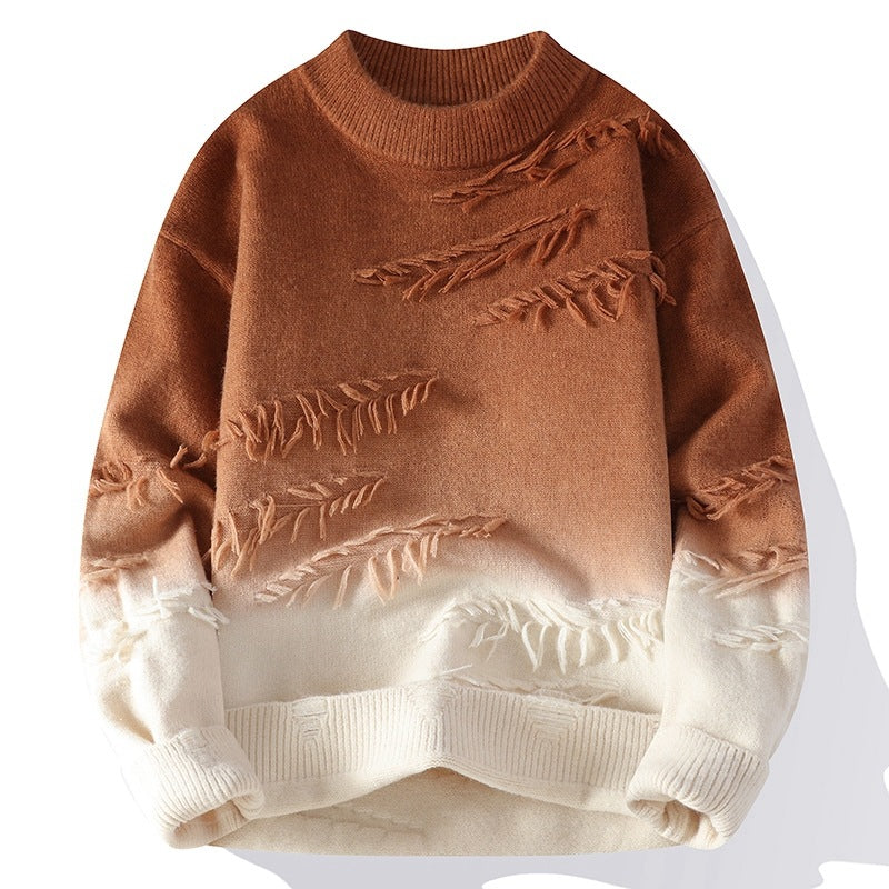 Maglione da Uomo con Sfumatura Ombre e Dettagli Sfilacciati