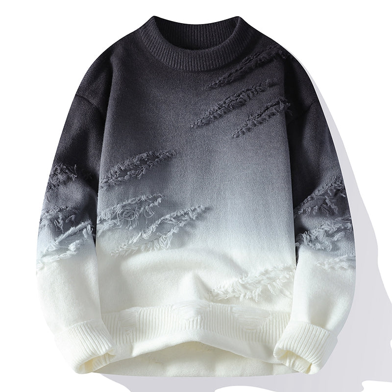Maglione da Uomo con Sfumatura Ombre e Dettagli Sfilacciati