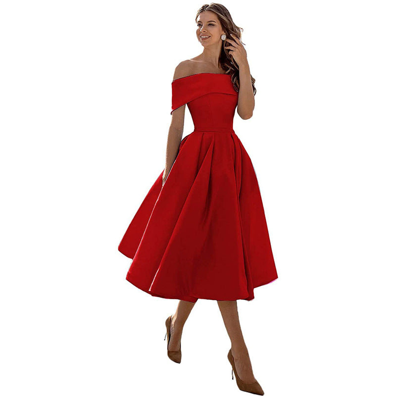 Abito da Festa in Raso Senza Spalline con Silhouette Elegante | Ideale per l'Estate