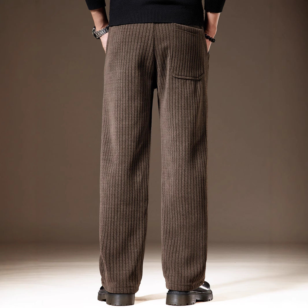 Pantaloni da Uomo in Velluto a Coste con Taglio Dritto e Multiple Tasche