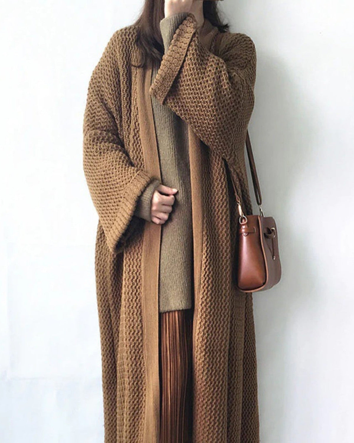 Cardigan Invernale da Donna Oversize in Maglia con Motivo