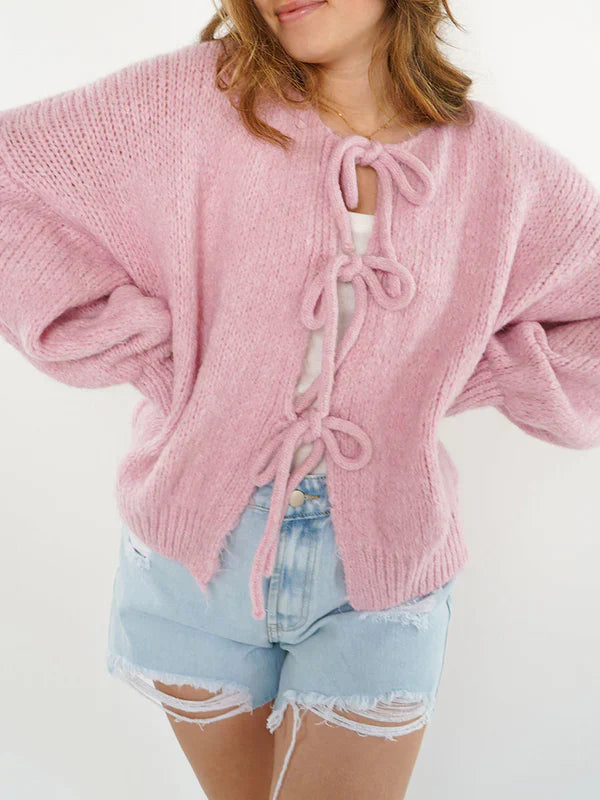 Cardigan Invernale da Donna in Maglia con Cintura in Vita