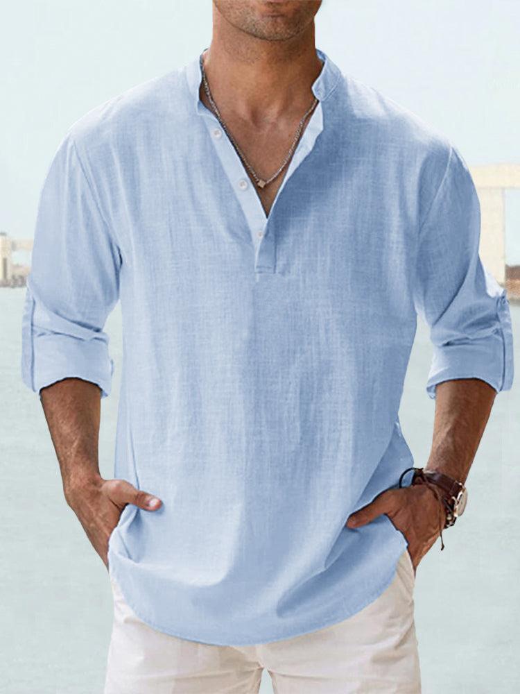 Camicia da Uomo Leggera in Lino a Maniche Lunghe I Ideale per l’Estate