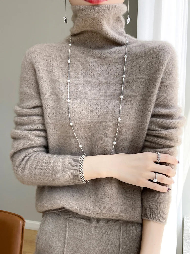 Maglione Dolcevita da Donna con Motivo Sottile