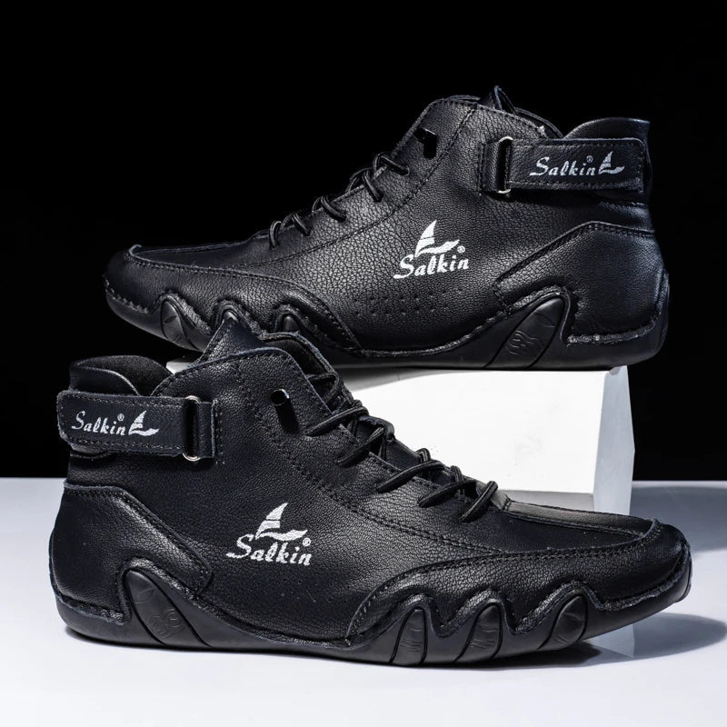 Scarpe da Uomo High Top con Suola Ondulata e Dettagli Cuciti