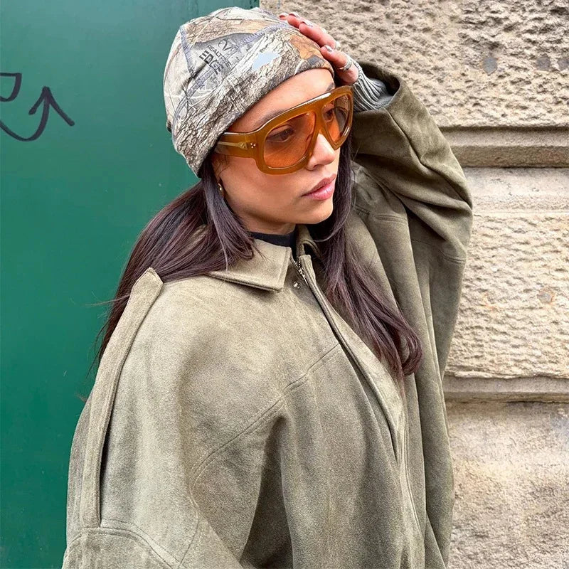 Giacca Oversize da Donna con Effetto Suede