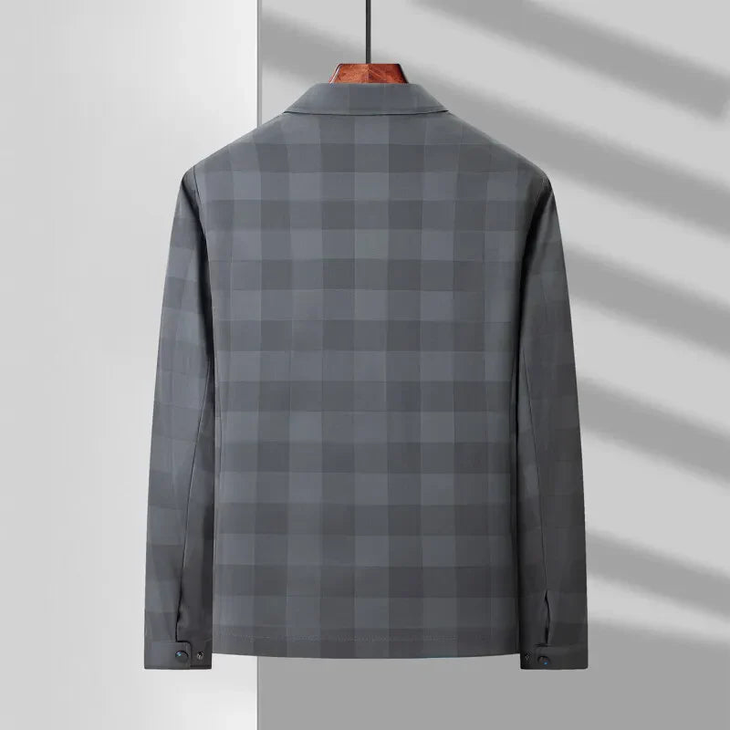 Giacca da Uomo Primaverile Zip Motivo Scozzese Tasche Grandi