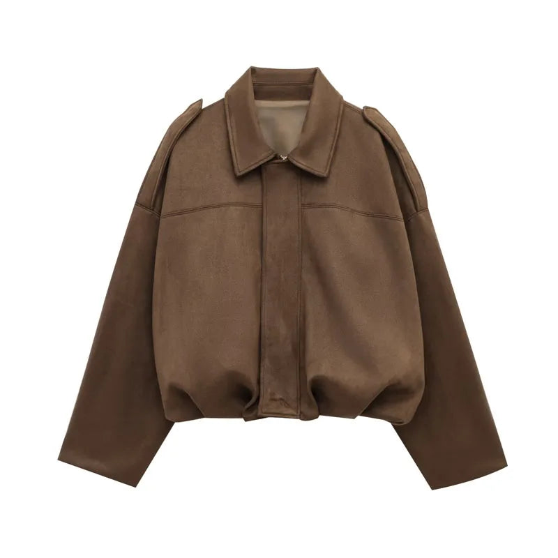 Giacca Oversize da Donna con Effetto Suede